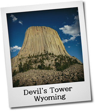 Polaroid of Devil's Tower in Wyoming